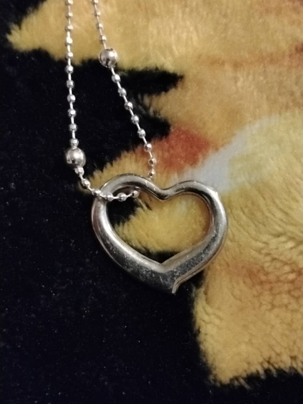 925 Floating Heart Necklace On A 925 Beaded Chain Marked Sterling